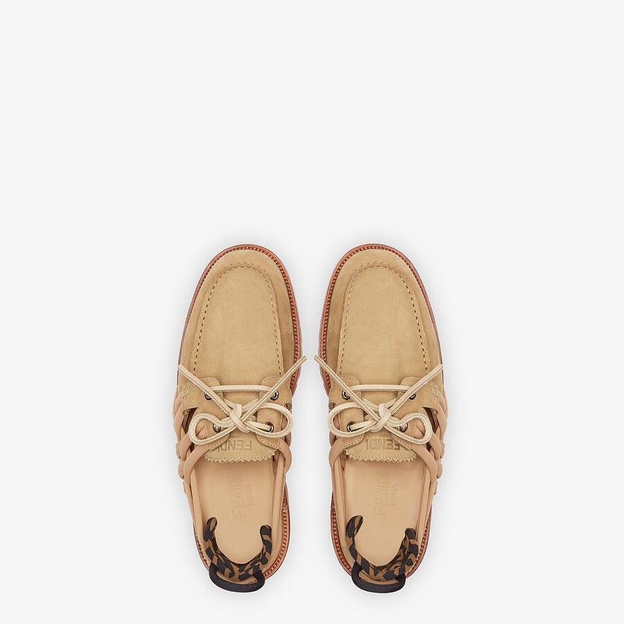 Beige nubuck leather loafers - 4