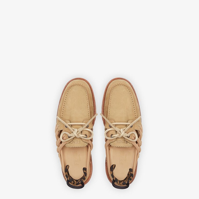Beige nubuck leather loafers 4