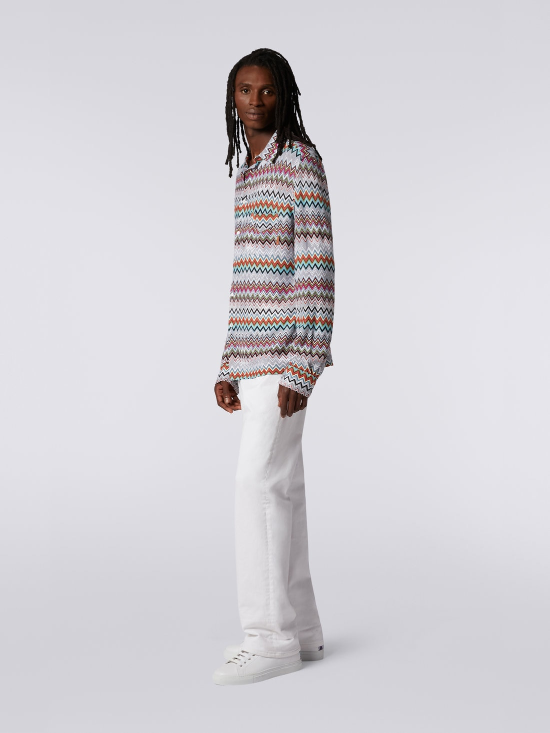 Cotton and viscose chevron shirt - 3