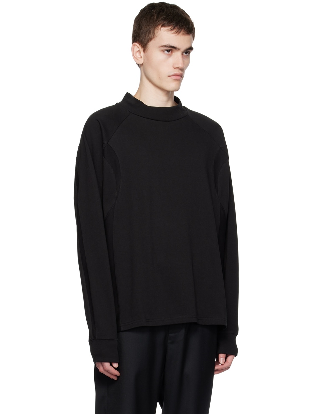 Black Paneled Long Sleeve T-Shirt - 2