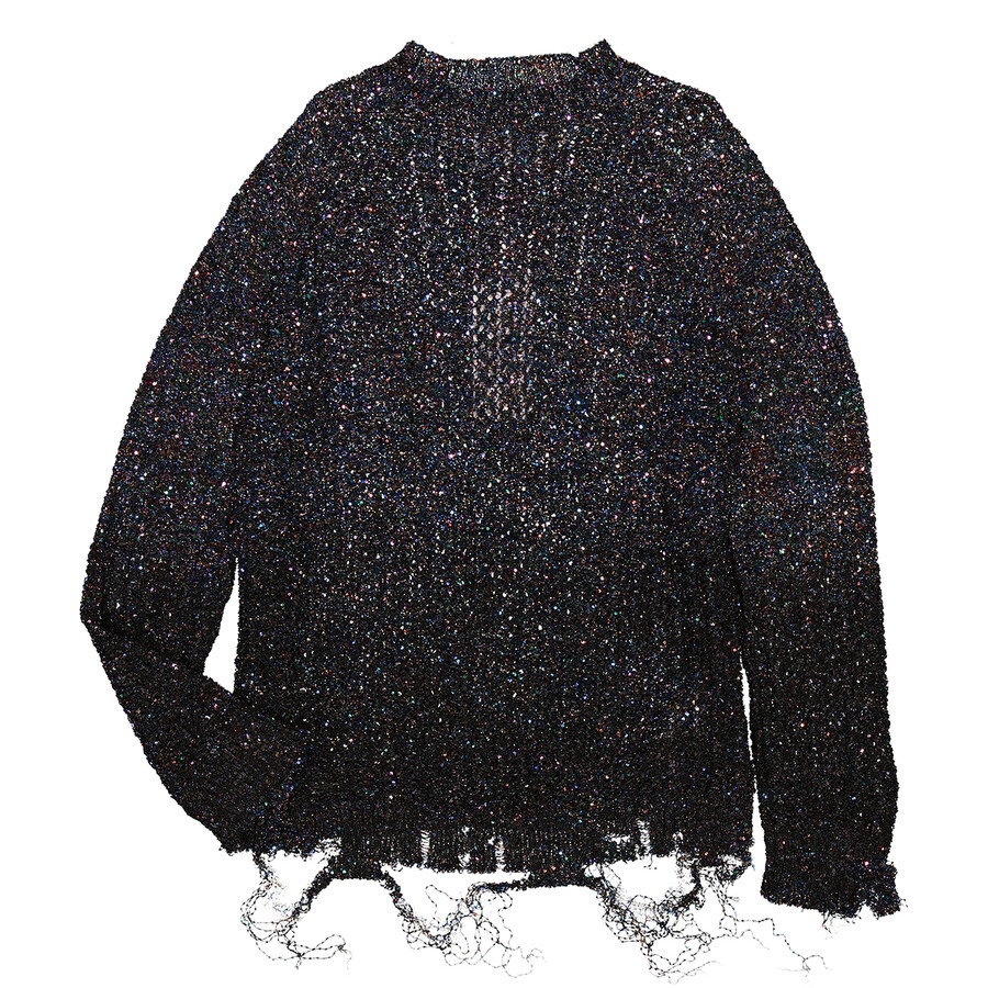 Maison Margiela Ladies Sequinned Distressed Jumper - 1