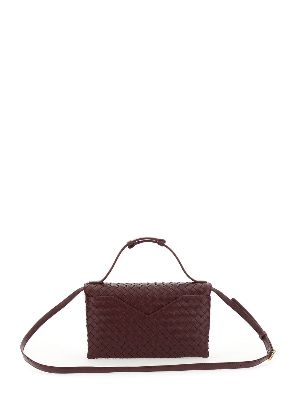 Bottega Veneta Women 'Knot Lock' Bordeaux Crossbody Bag With Intreccio Motif And Metal Knot Closure  - 4