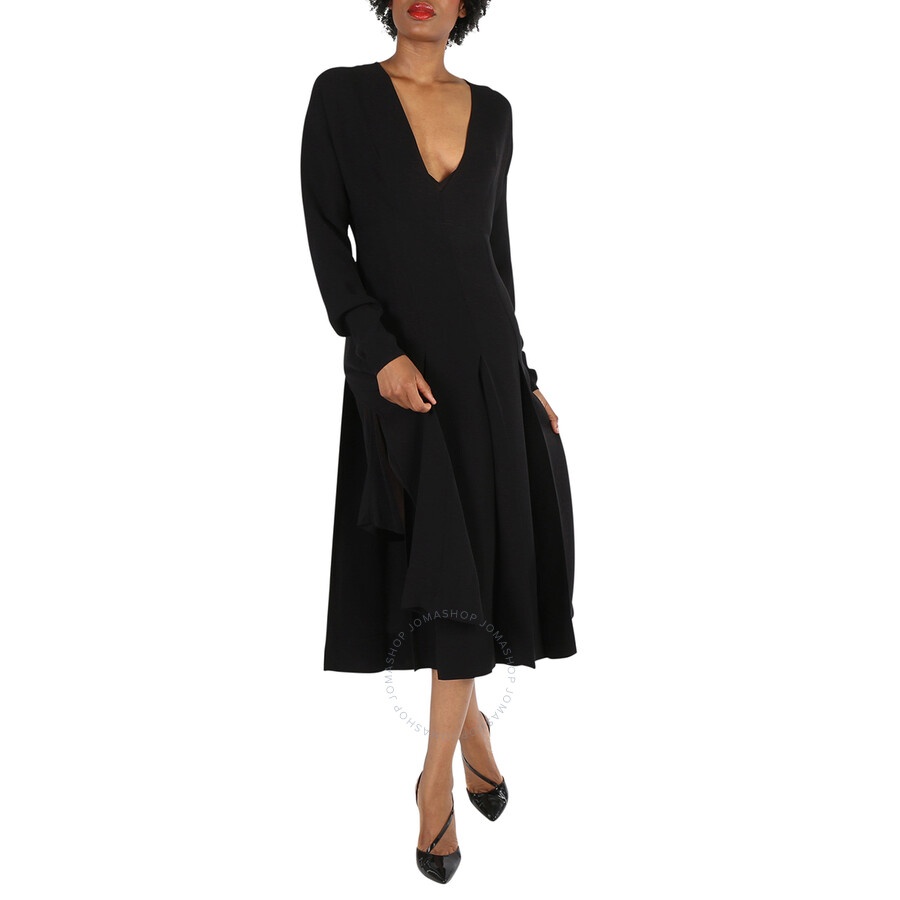 Burberry Ladies Black Emelia Pleated Silk Cady Midi Dress - 2
