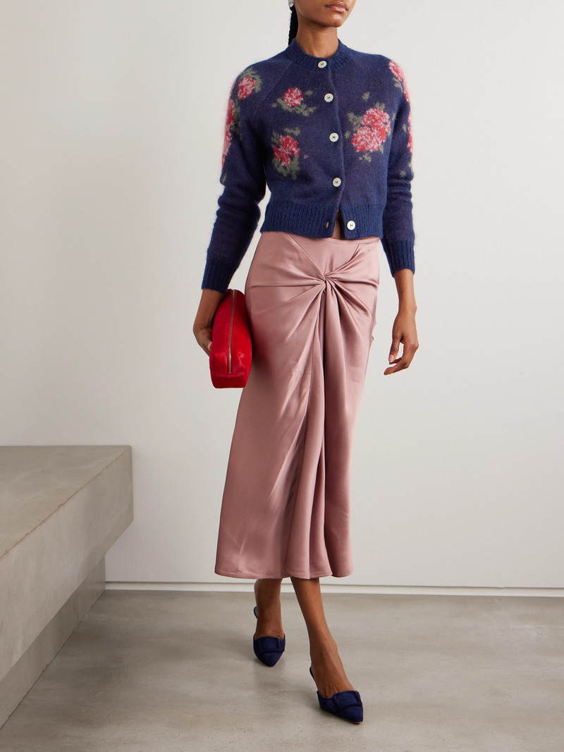 BERNADETTE Amelia Floral-jacquard Mohair-blend Cardigan outlook