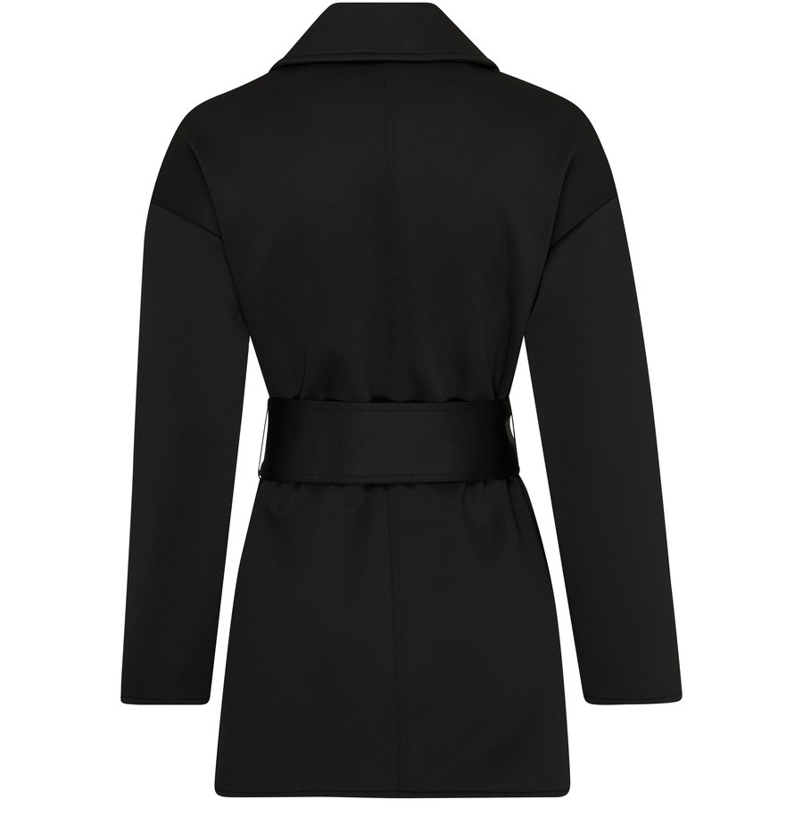 Rauche Belted Neoprene Jersey Short Coat