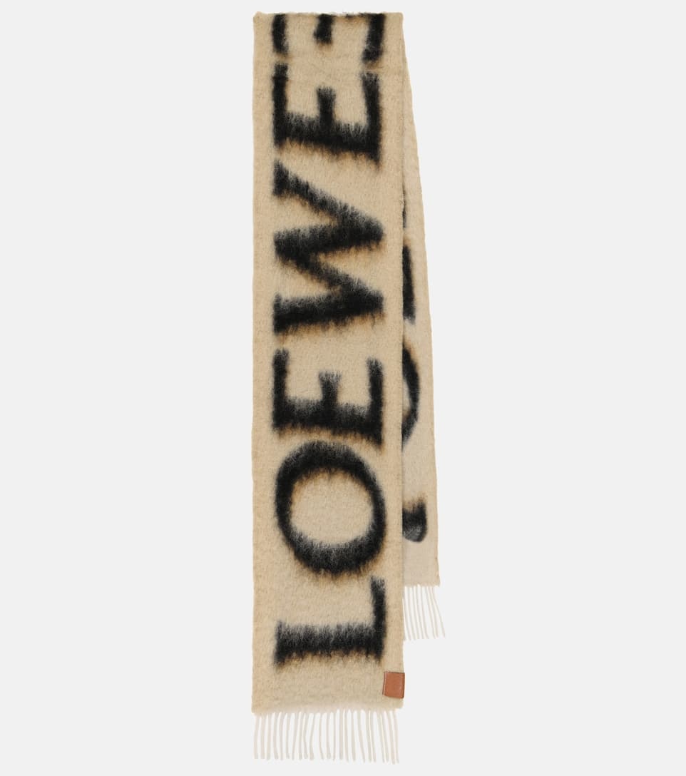 Logo jacquard wool-blend scarf - 1