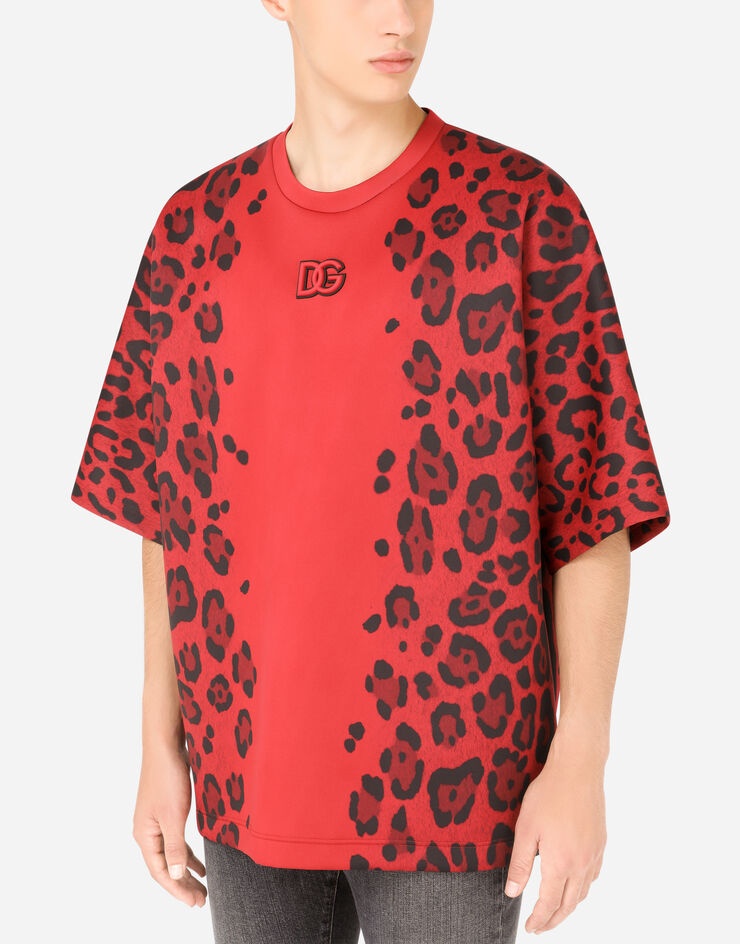 Technical jersey T-shirt with leopard print - 4