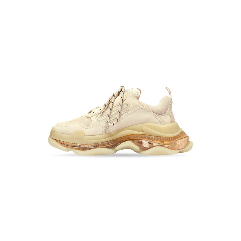 BALENCIAGA Women's Triple S Clear Sole Sneaker in Beige outlook