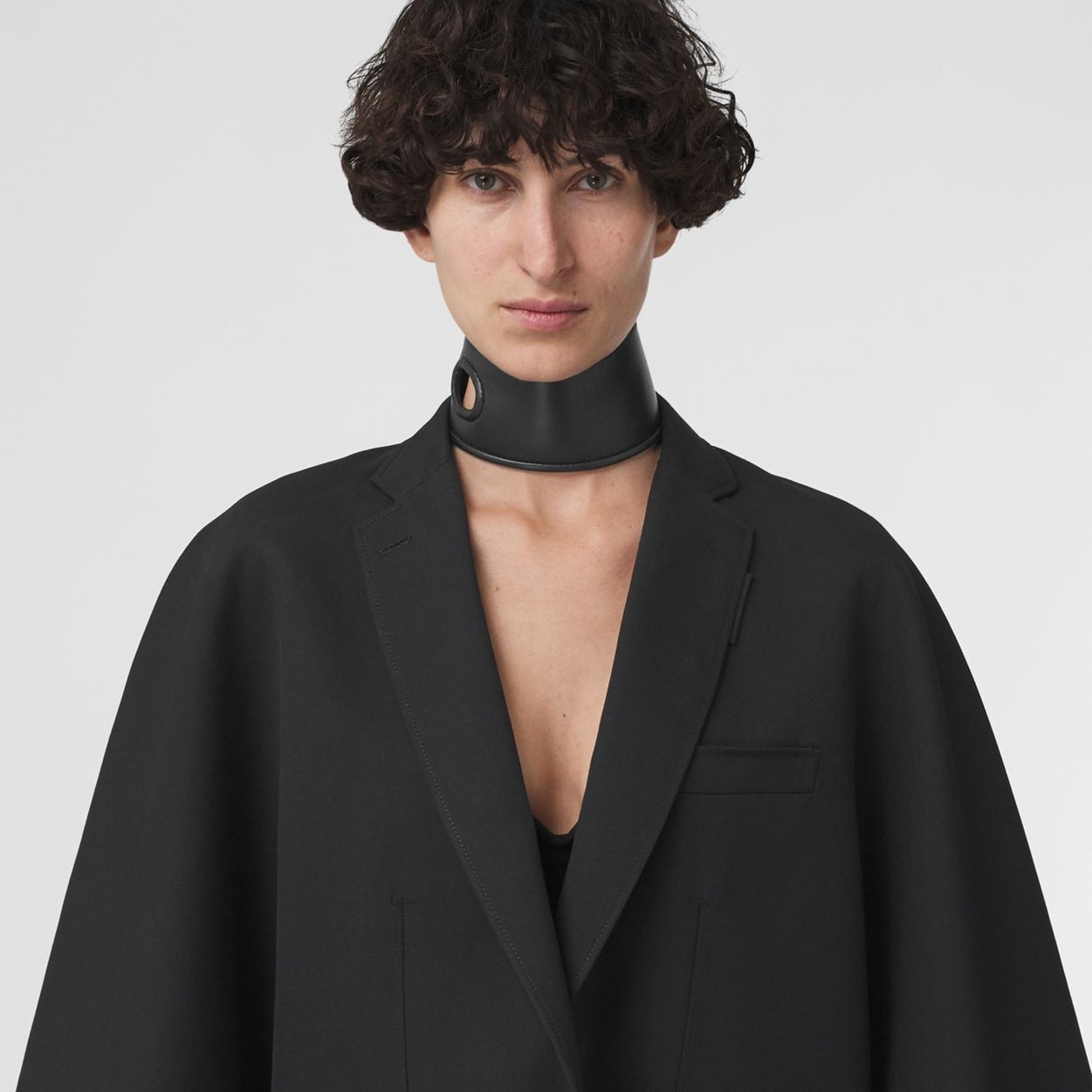 Cape Sleeve Grain de Poudre Wool Tailored Jacket - 3