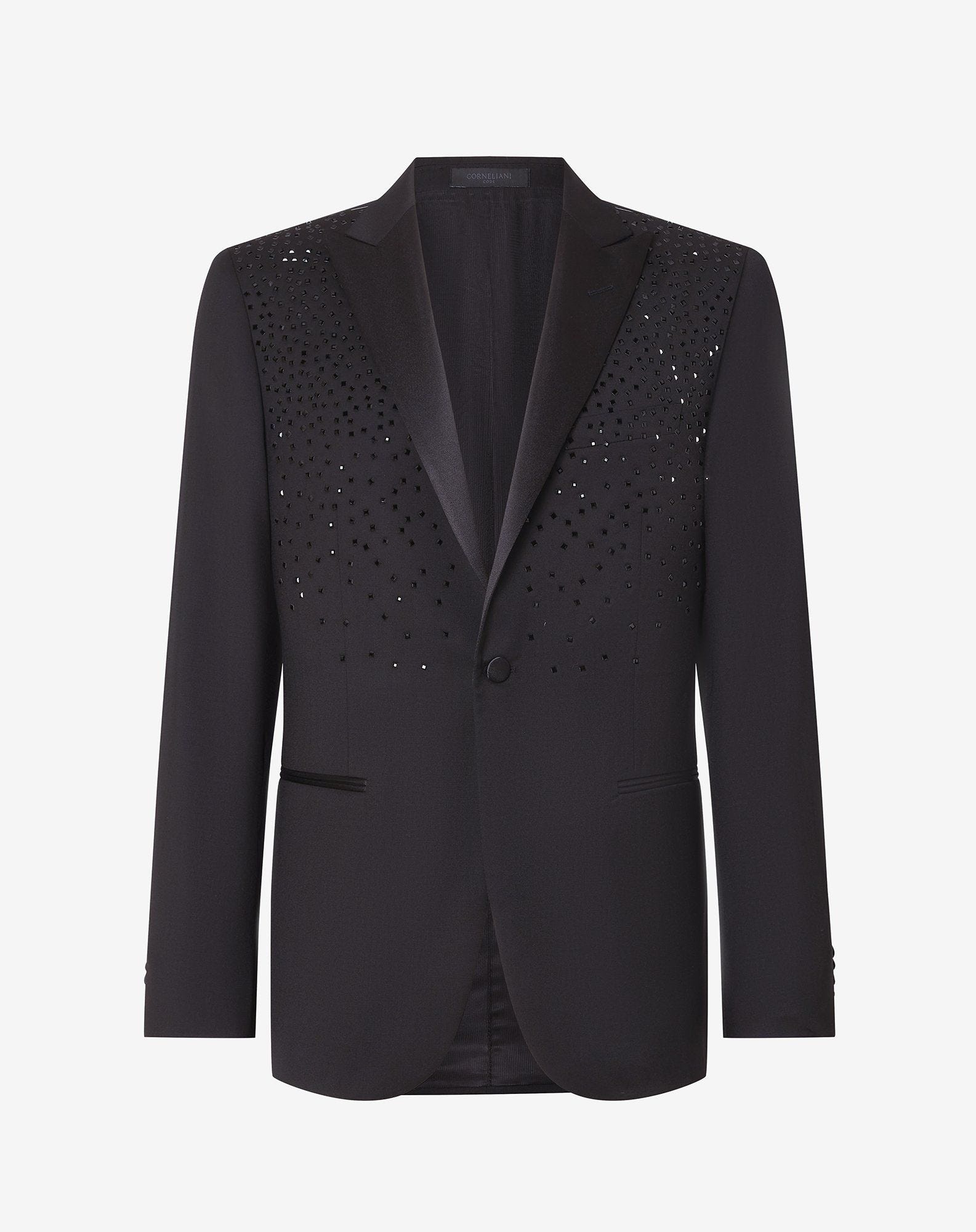 Black 130's wool tuxedo jacket - 1