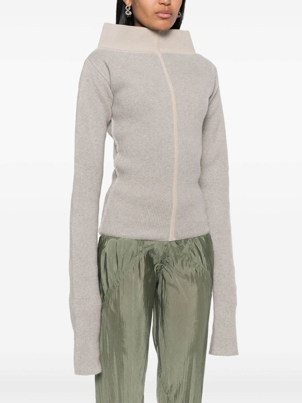 high-neck extra long-sleeves jumper - 3