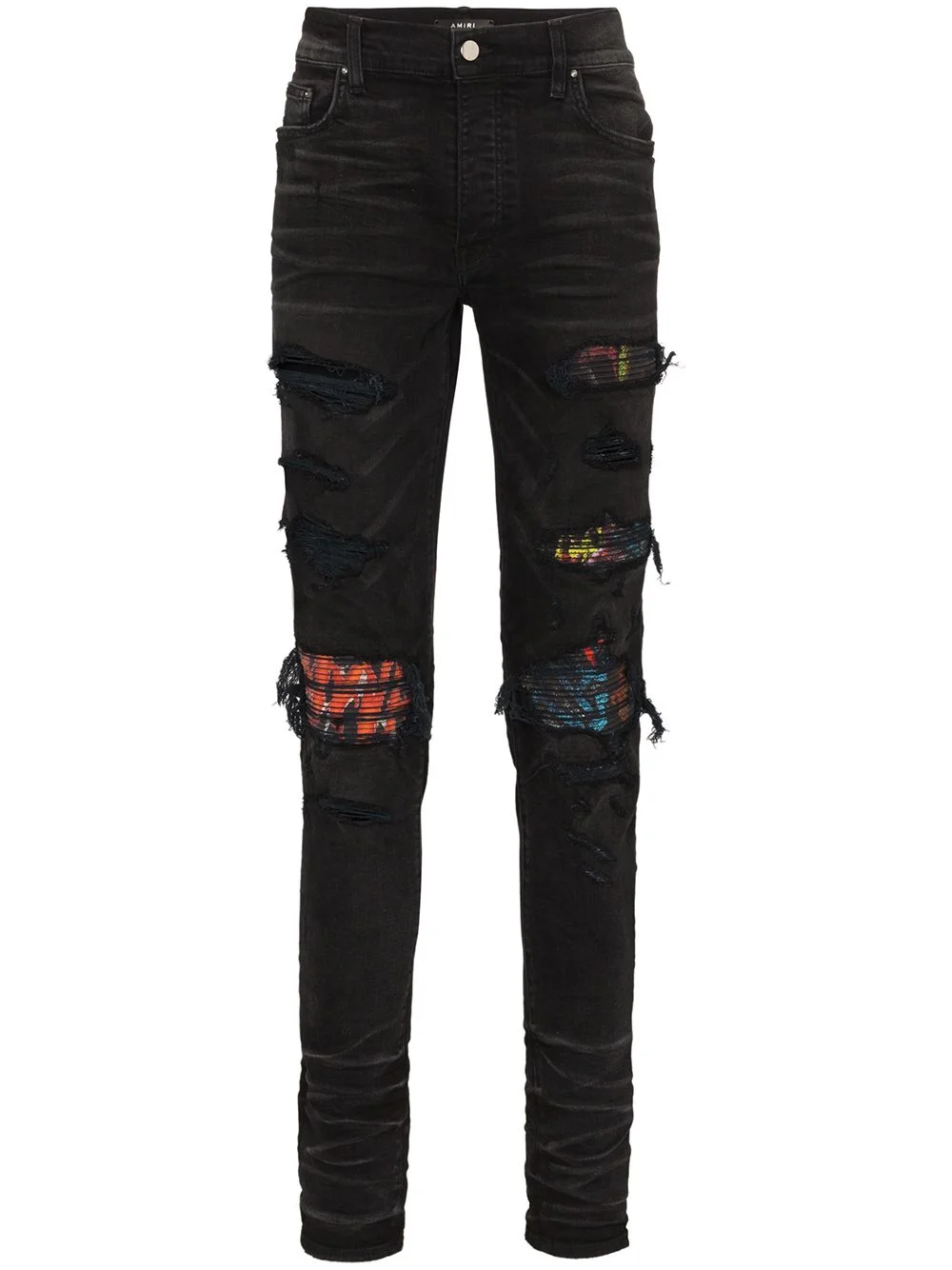 MX1 patch distressed slim-leg jeans - 1