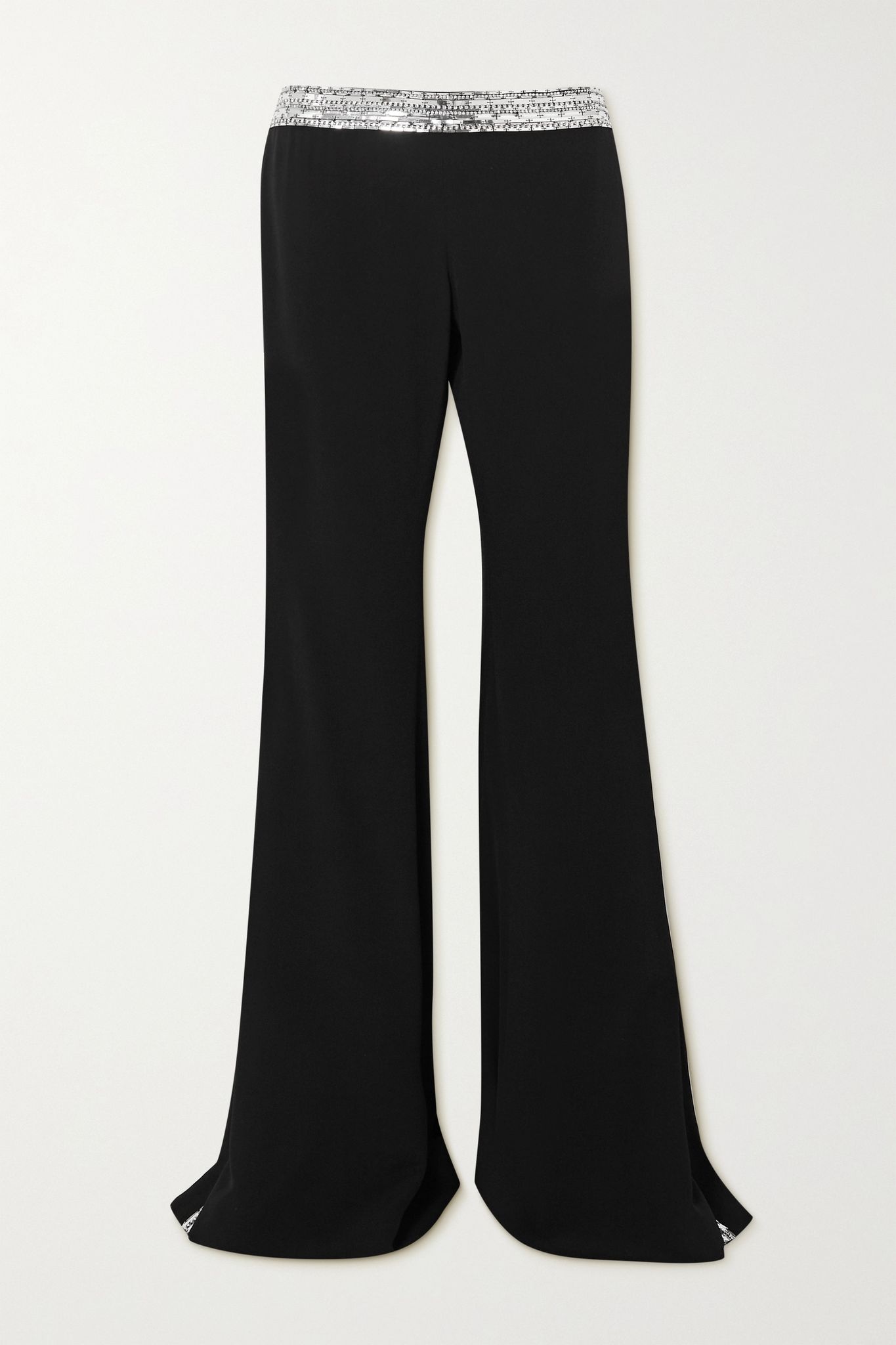 Embellished crepe flared pants - 1