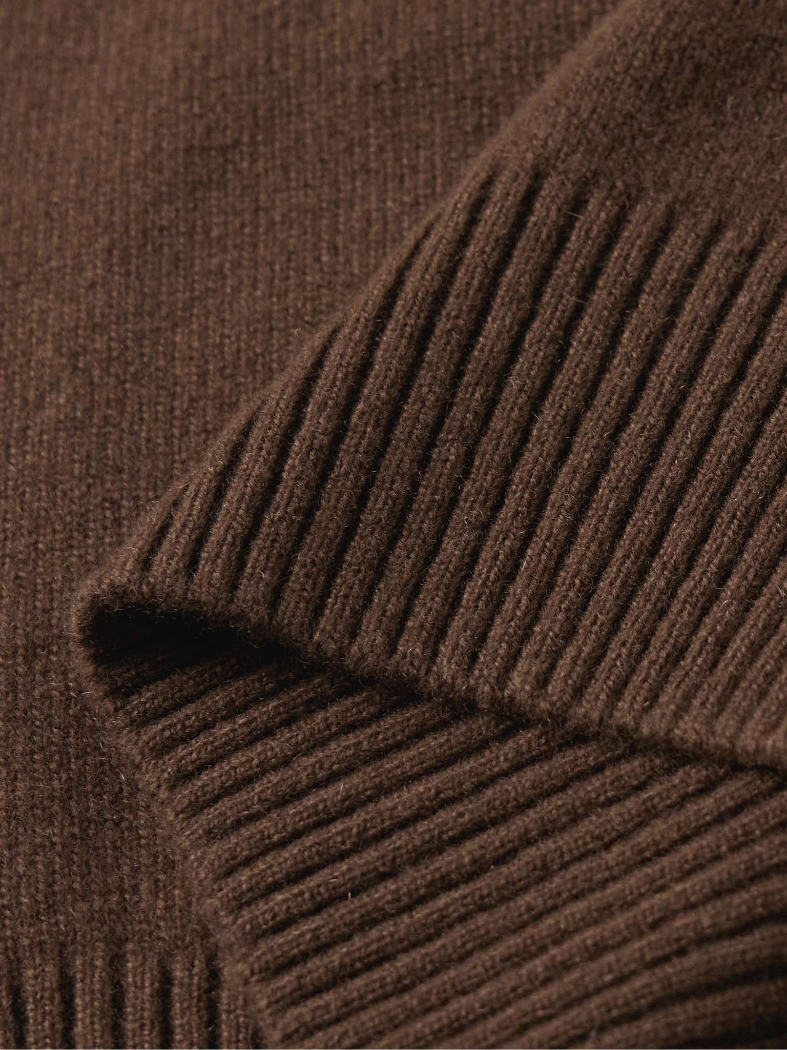 Suede-Trimmed Wool-Blend Half-Zip Sweater - 5