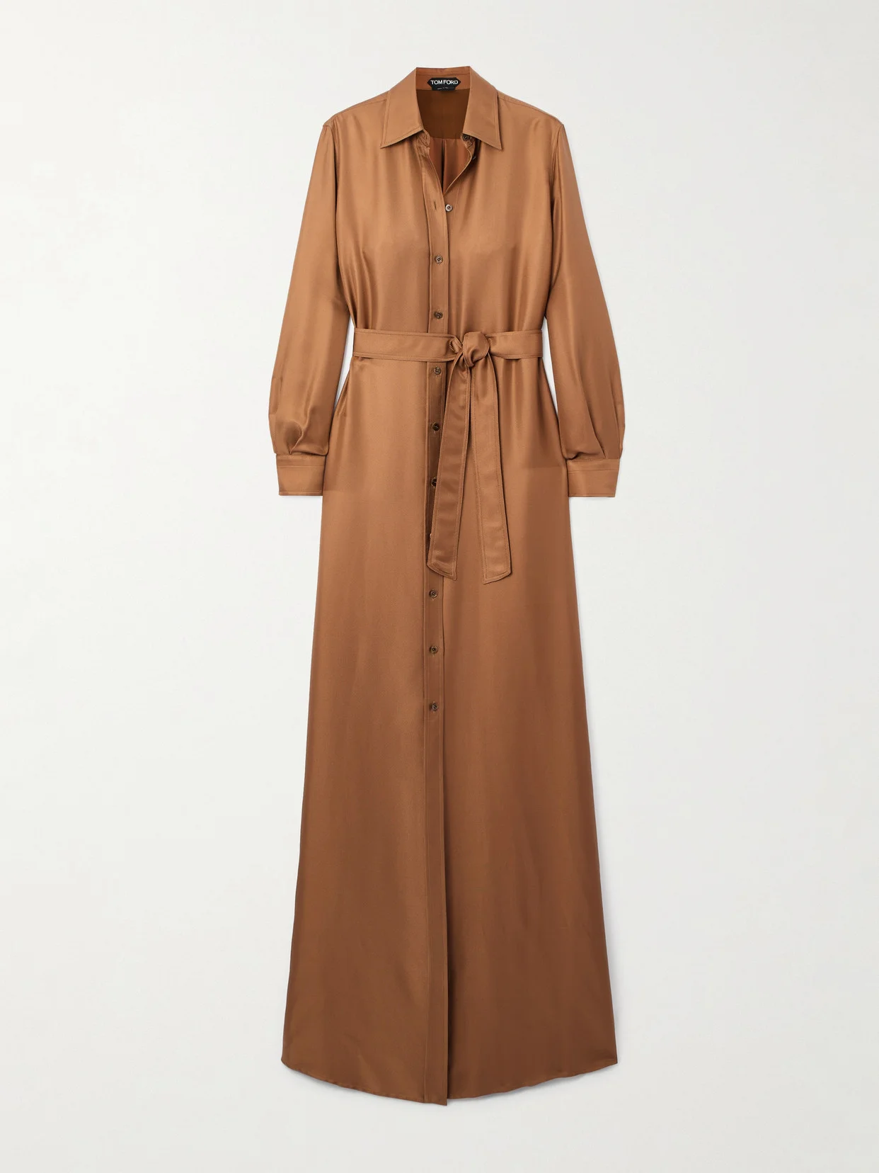 Belted Silk-twill Maxi Shirt Dress - 1