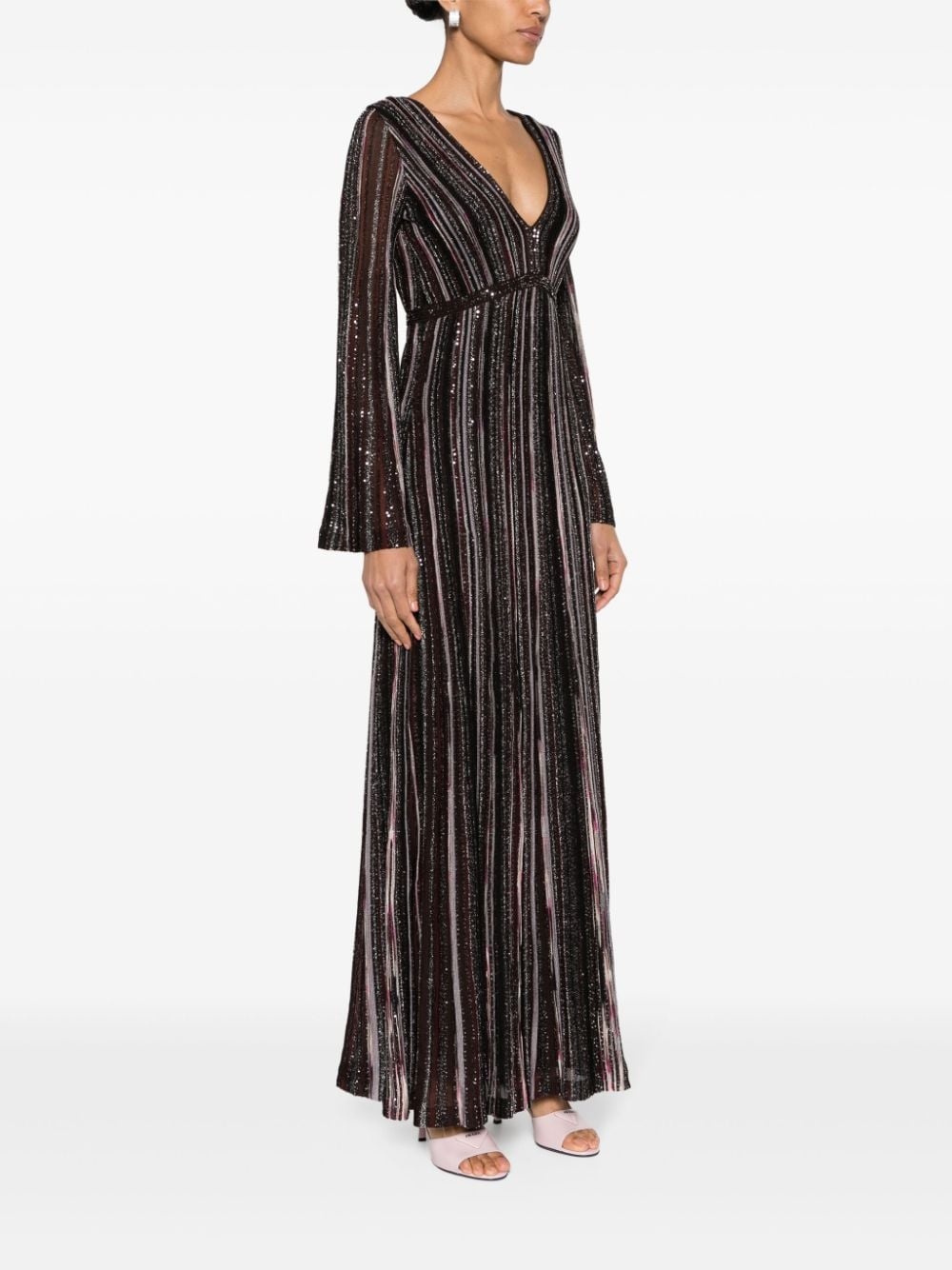 sequinned striped maxi dress - 3