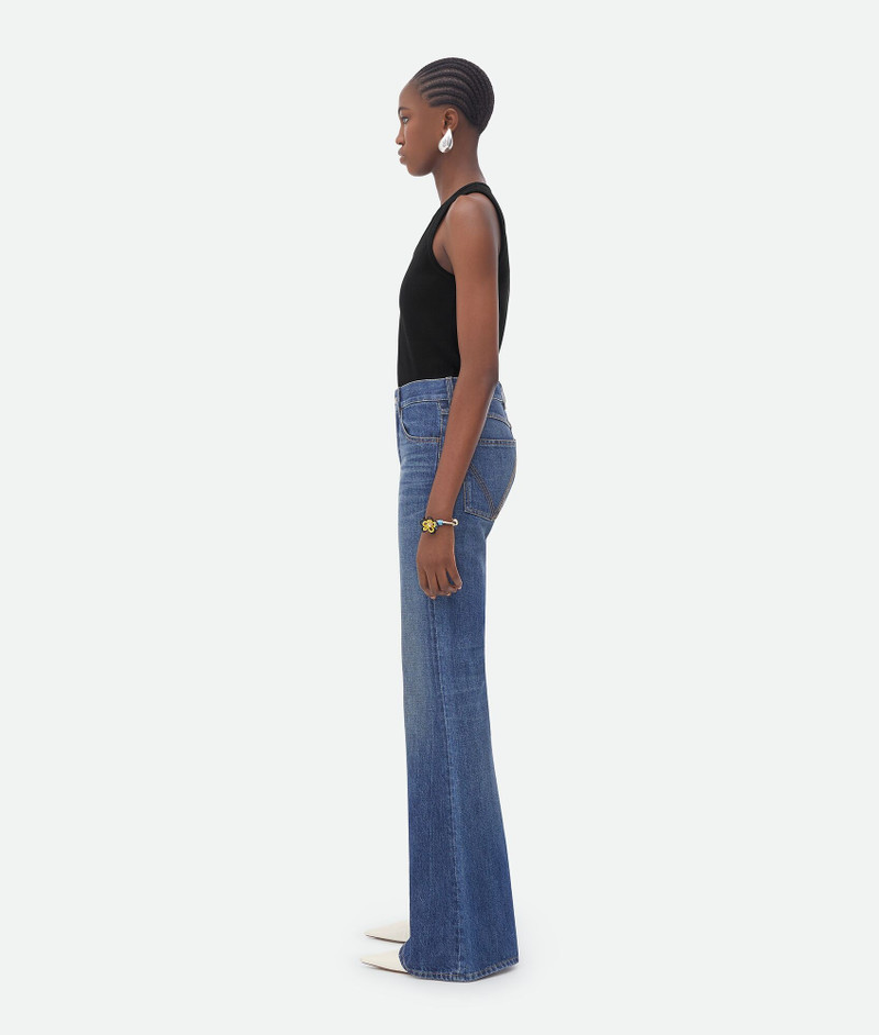 Bottega Veneta medium washed mid rise flared denim outlook