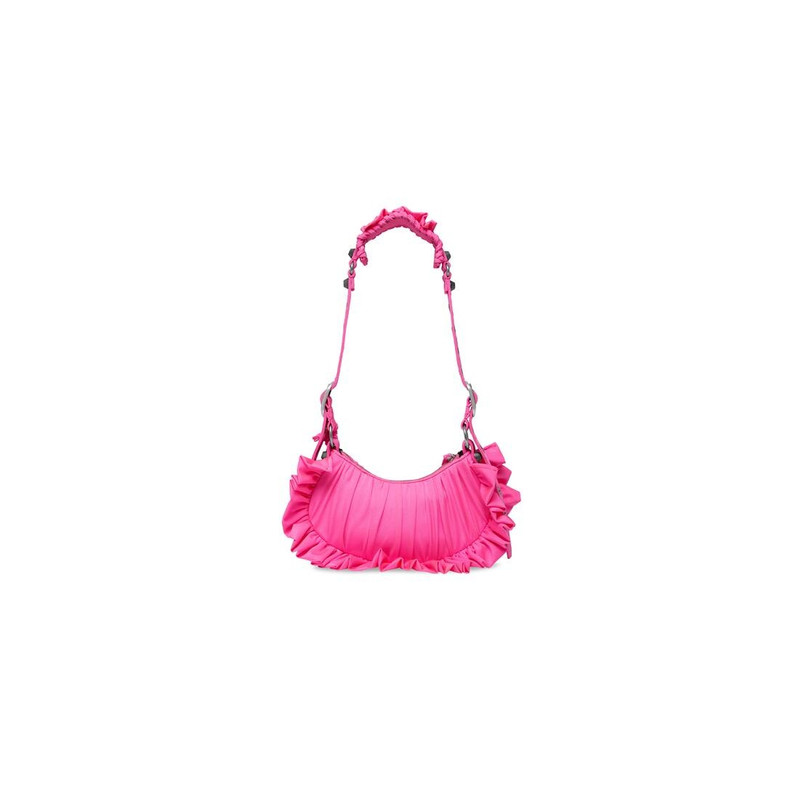Women's Le Cagole Xs Shoulder Bag With Ruffles in Acid Pink 7
