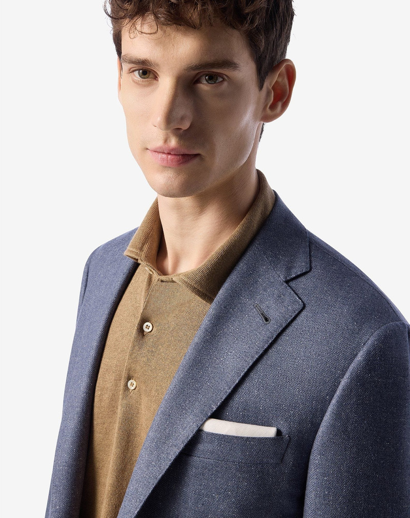 Denim blue wool and silk jacket 5