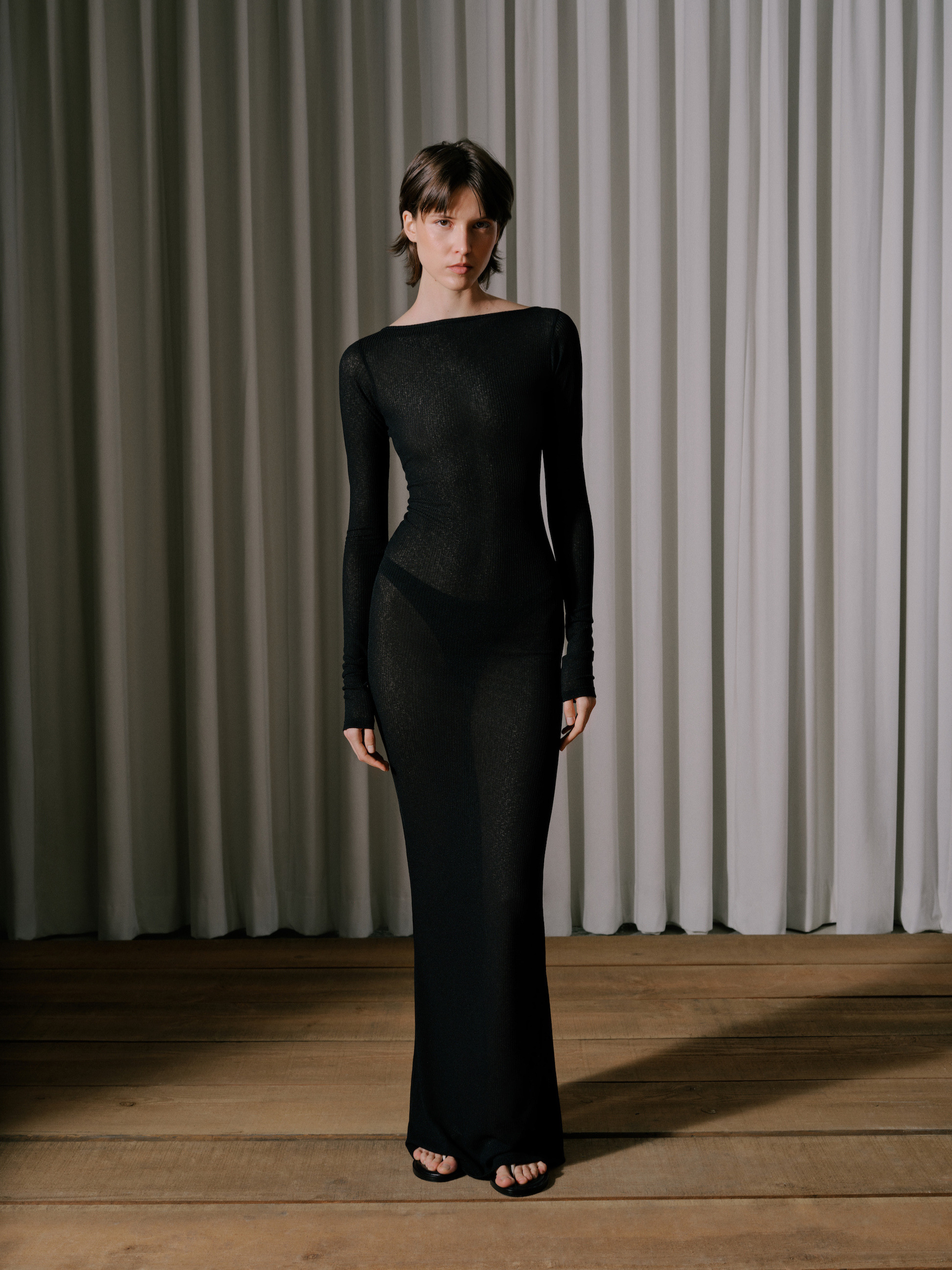 SHEER KNIT JERSEY DRESS - 2