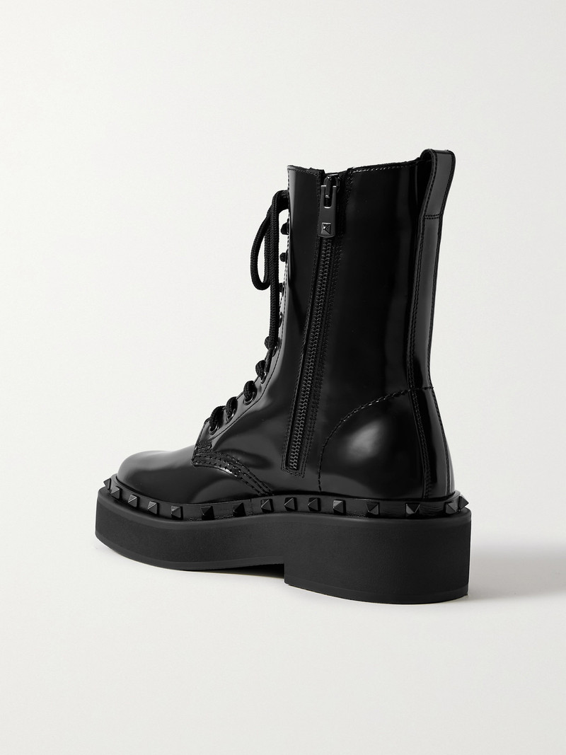 Rockstud Embellished Glossed-leather Ankle Boots 3