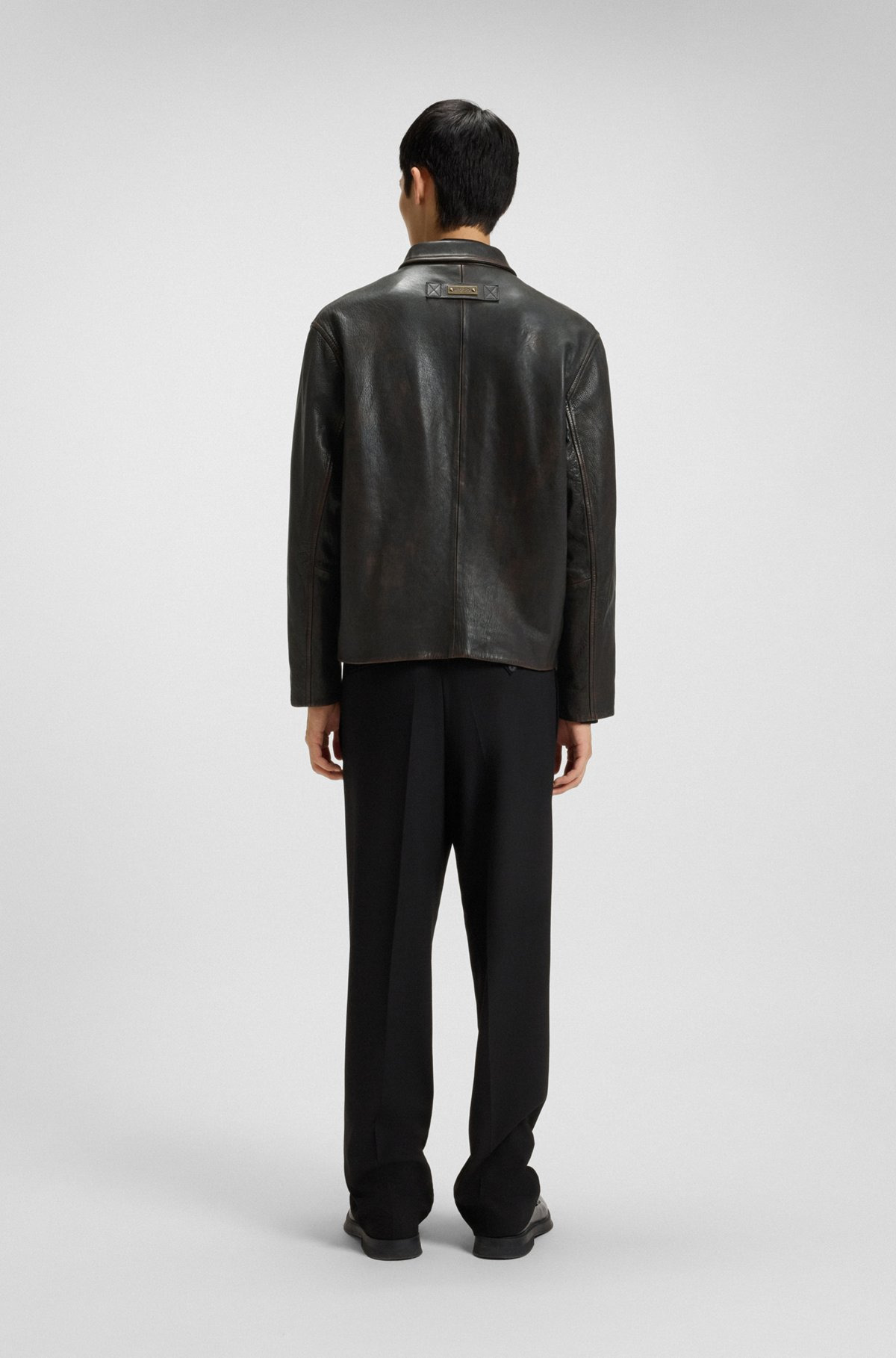 GRAINED-LEATHER JACKET WITH TOPSTITCHING - 4