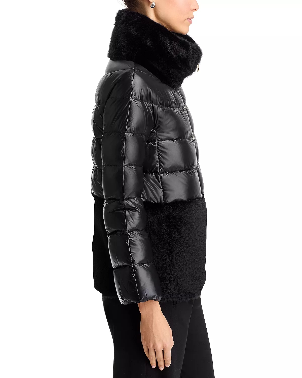 Quilted Faux Fur Trim Coat - 4