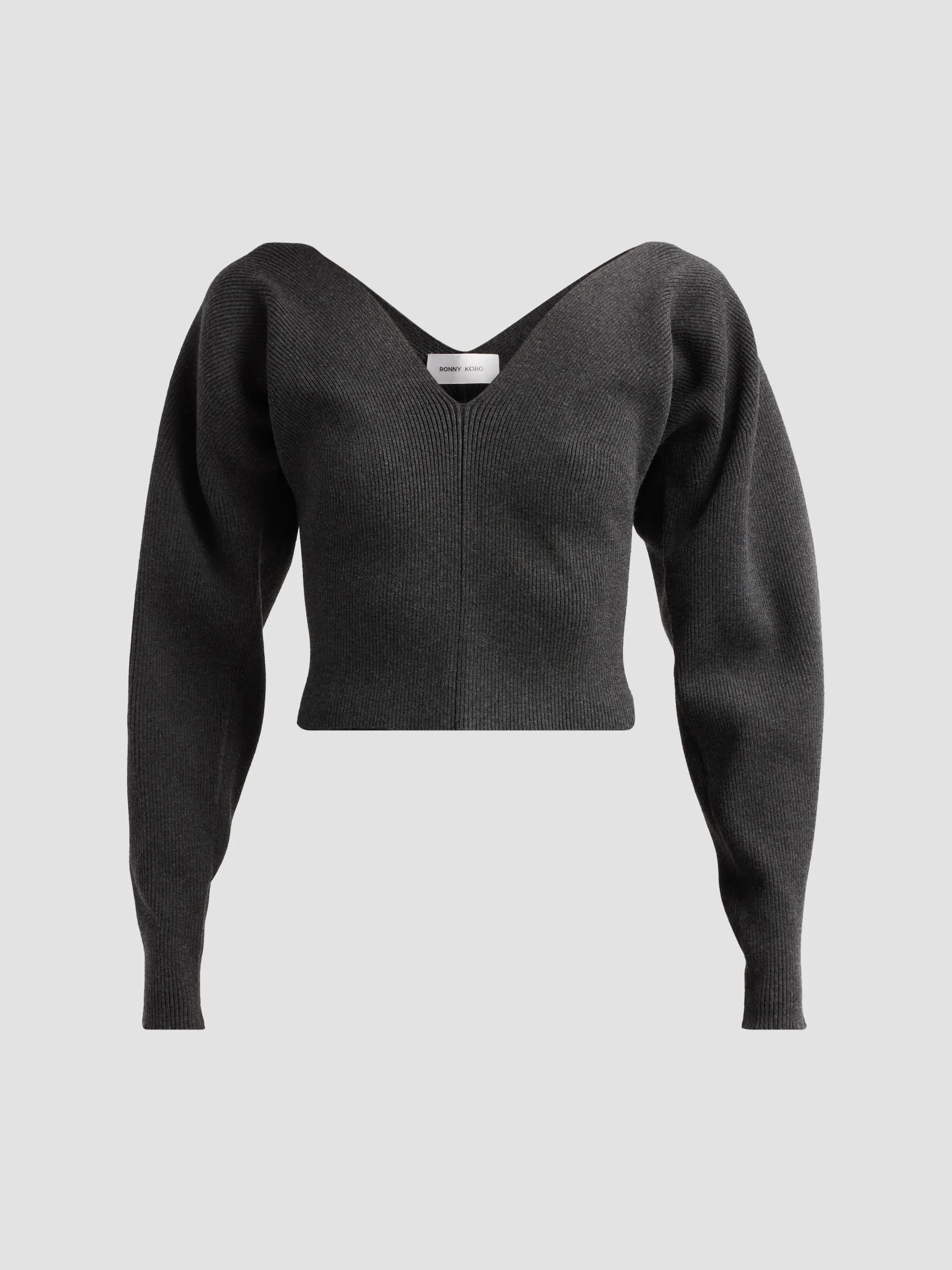 Women's Krystal Rib-Knit Sweater - Charcoal - 1