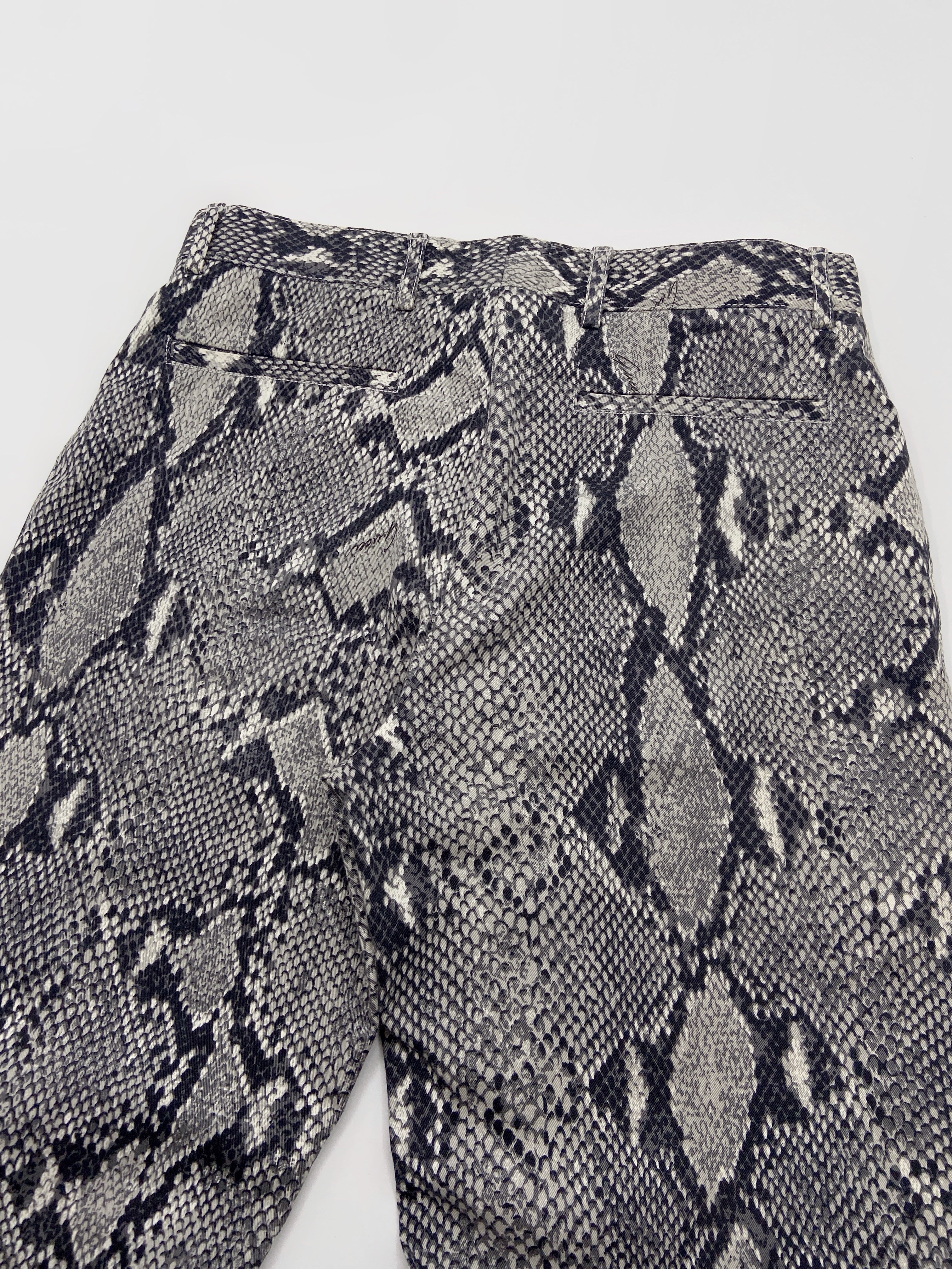 Gucci Spring 2000 Tom Ford Grey Python Print Flared Pants 38 - 12