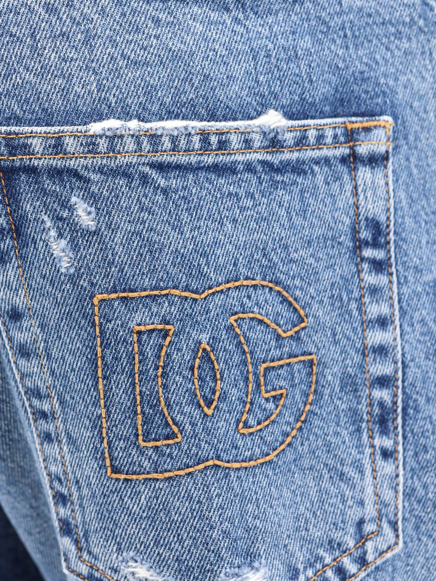 Cotton Jeans With Rippings Detail - 3