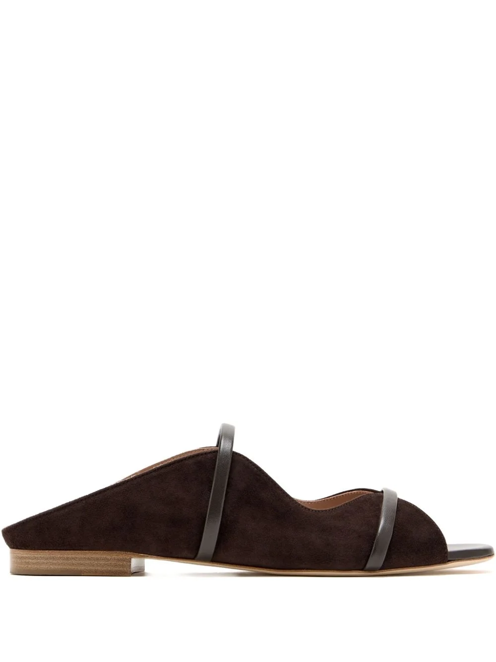 Norah leather-trimmed suede mules - 1