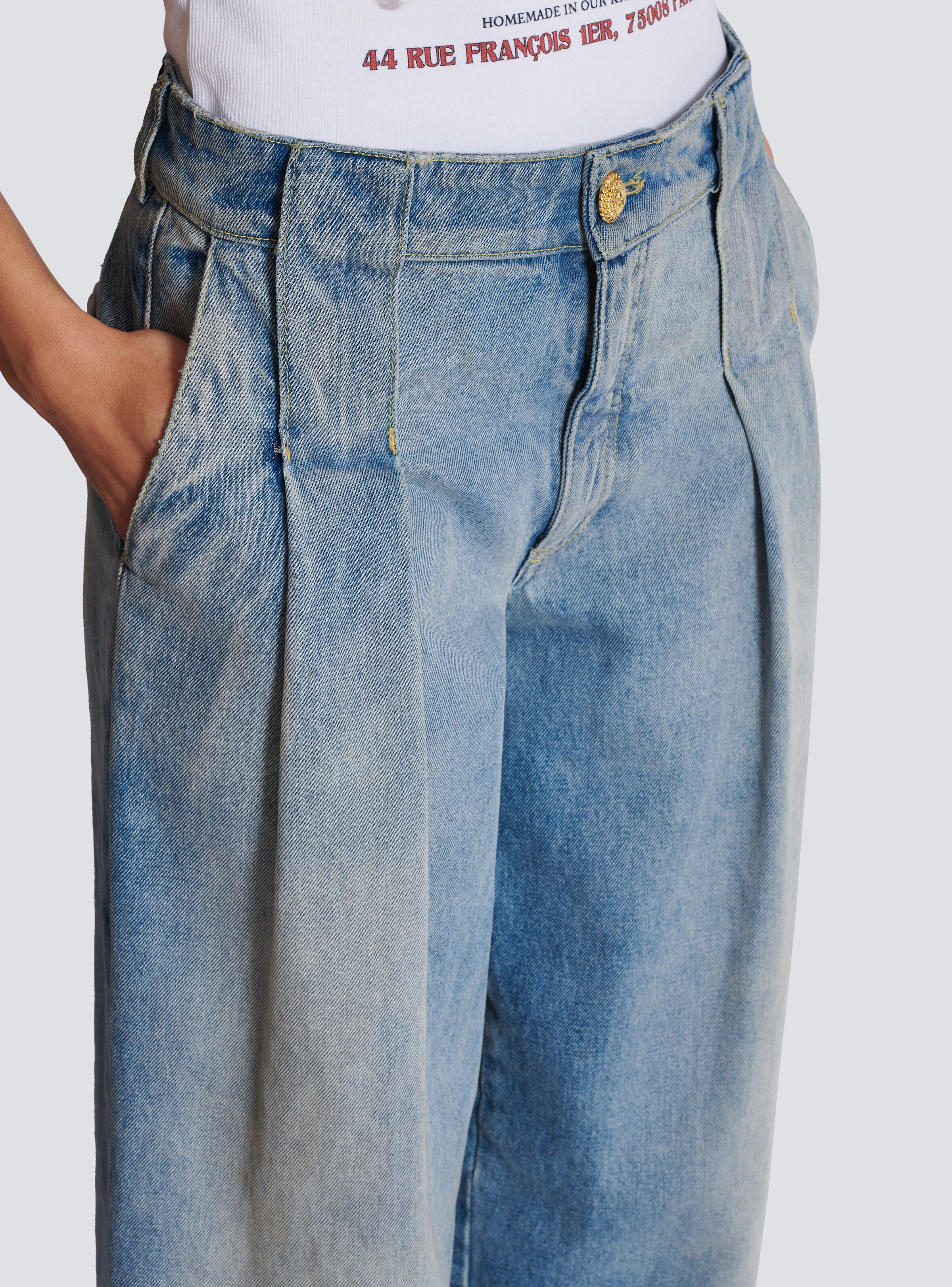 Pleated denim jeans - 6