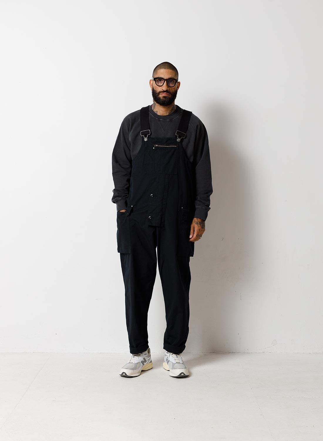 Nigel Cabourn Naval Dungaree in Black (Cotton Ripstop) | REVERSIBLE