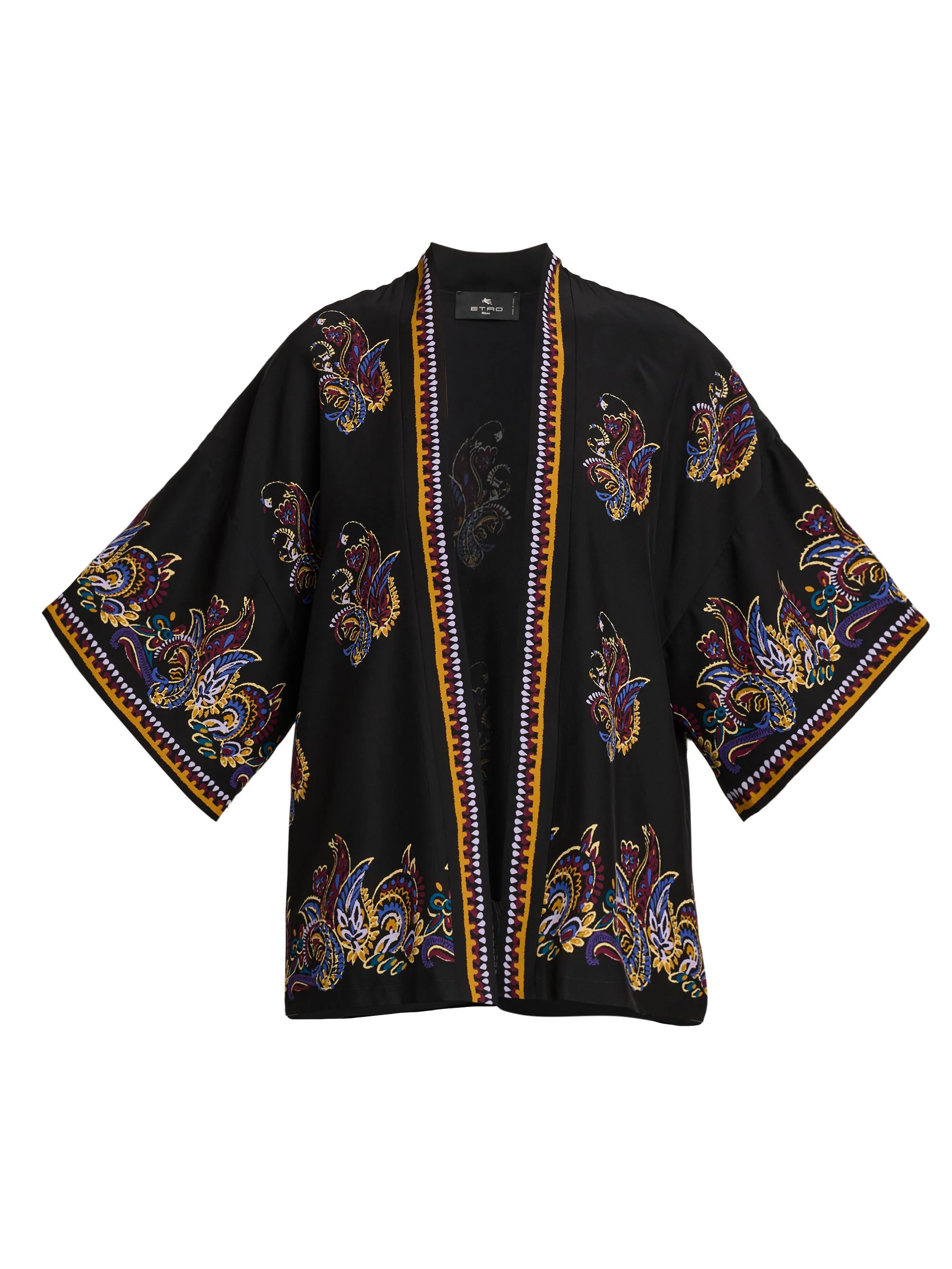 Women's Kesa Floral Paisley Silk Jacket - Nero - 1