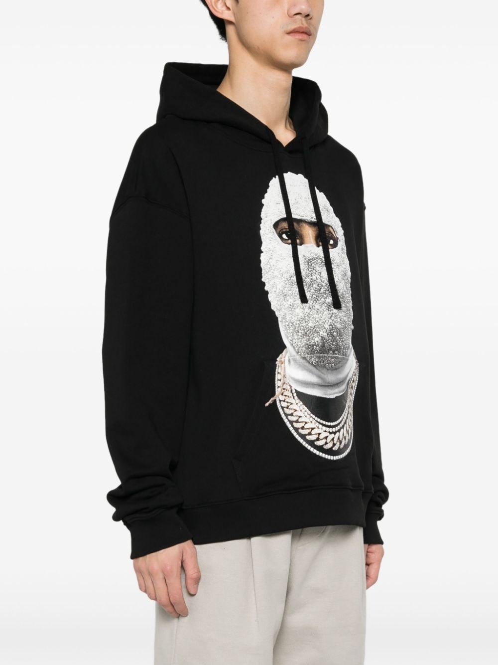 face-print cotton hoodie - 3