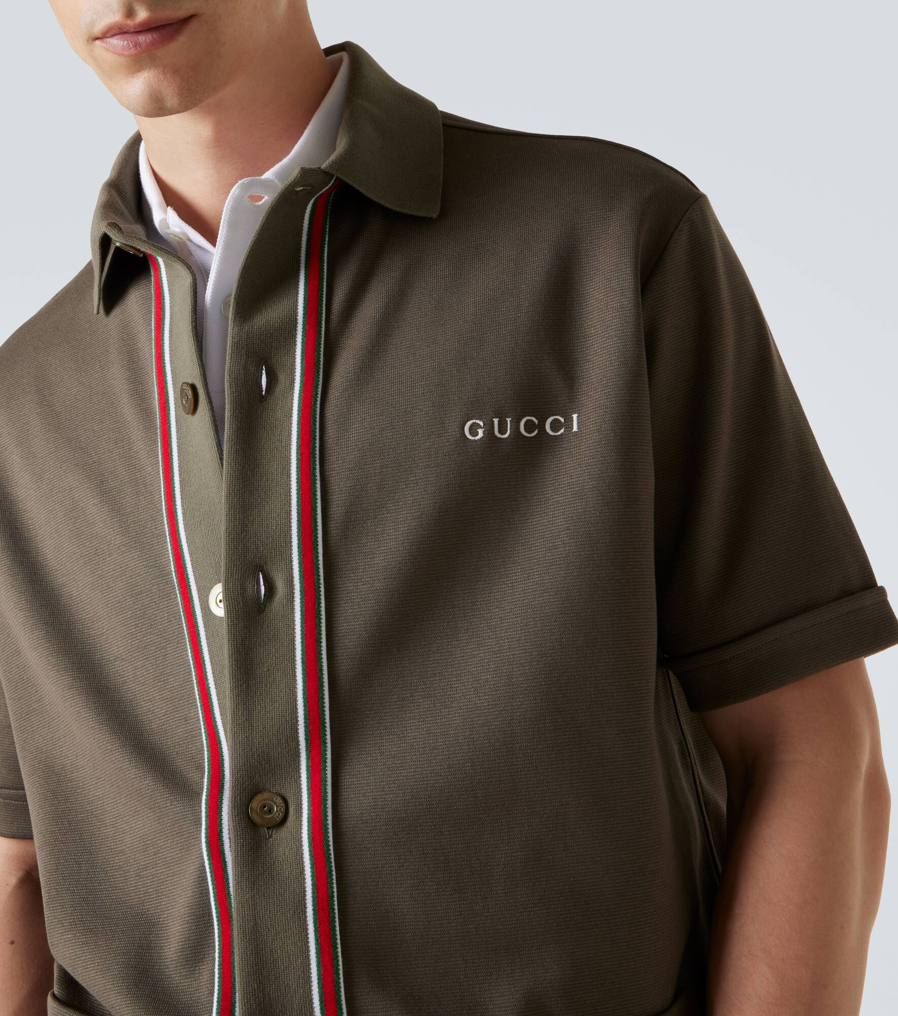 Logo Web Stripe cotton piqué polo shirt - 5