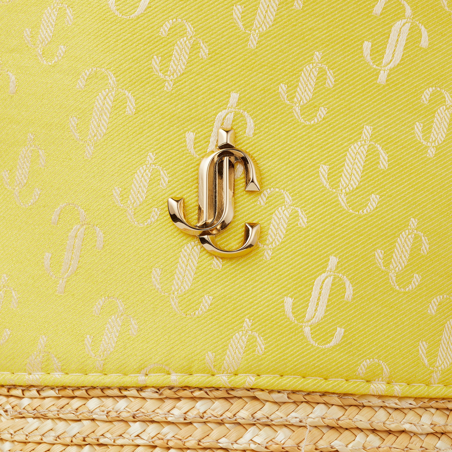 Renata
Acid Yellow JC Monogram Jacquard Silk, Modal and Raffia Bucket Hat - 4