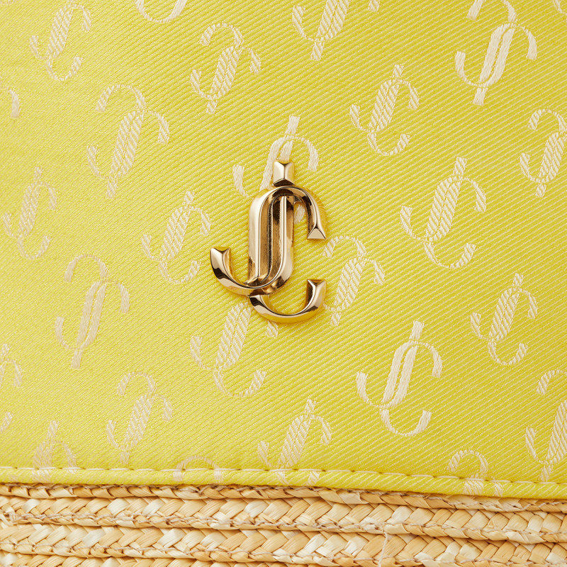 Renata
Acid Yellow JC Monogram Jacquard Silk, Modal and Raffia Bucket Hat 4