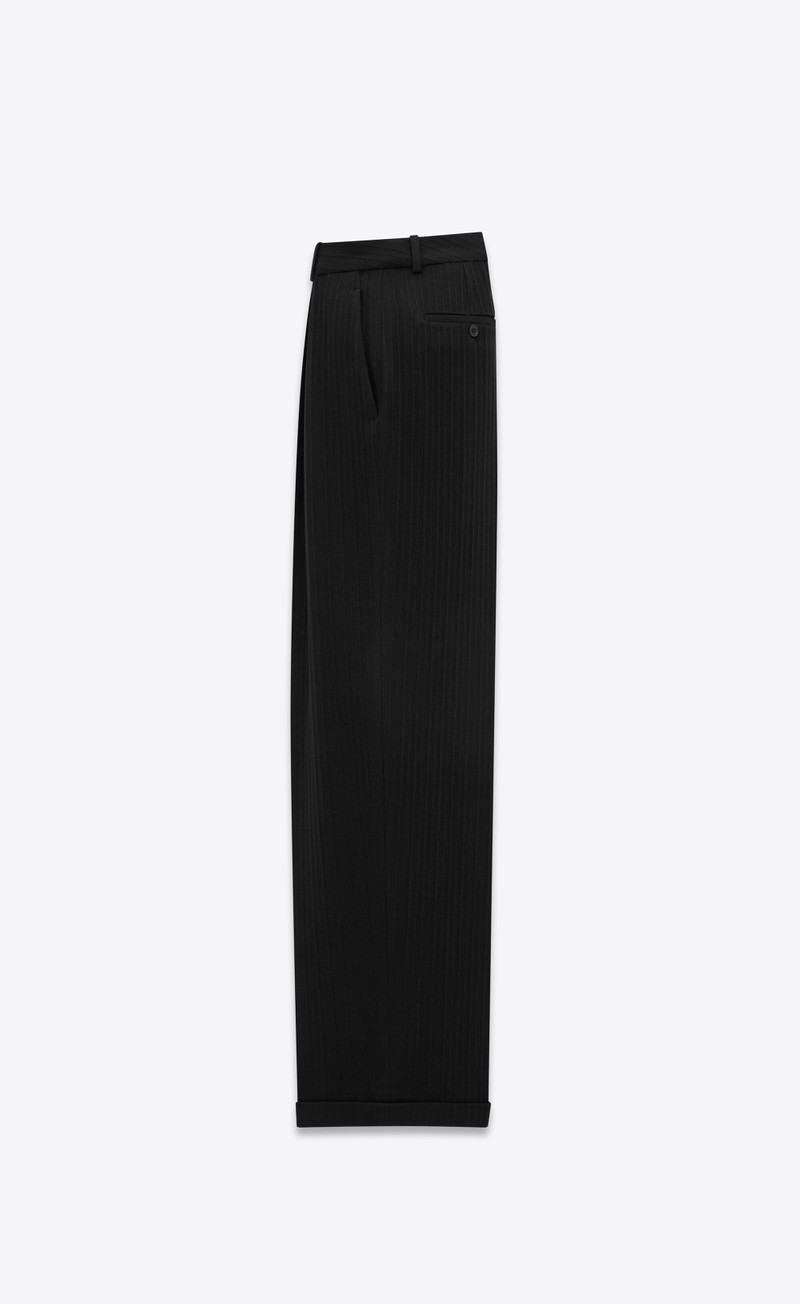 SAINT LAURENT 90's pants in striped wool and cashmere flannel outlook