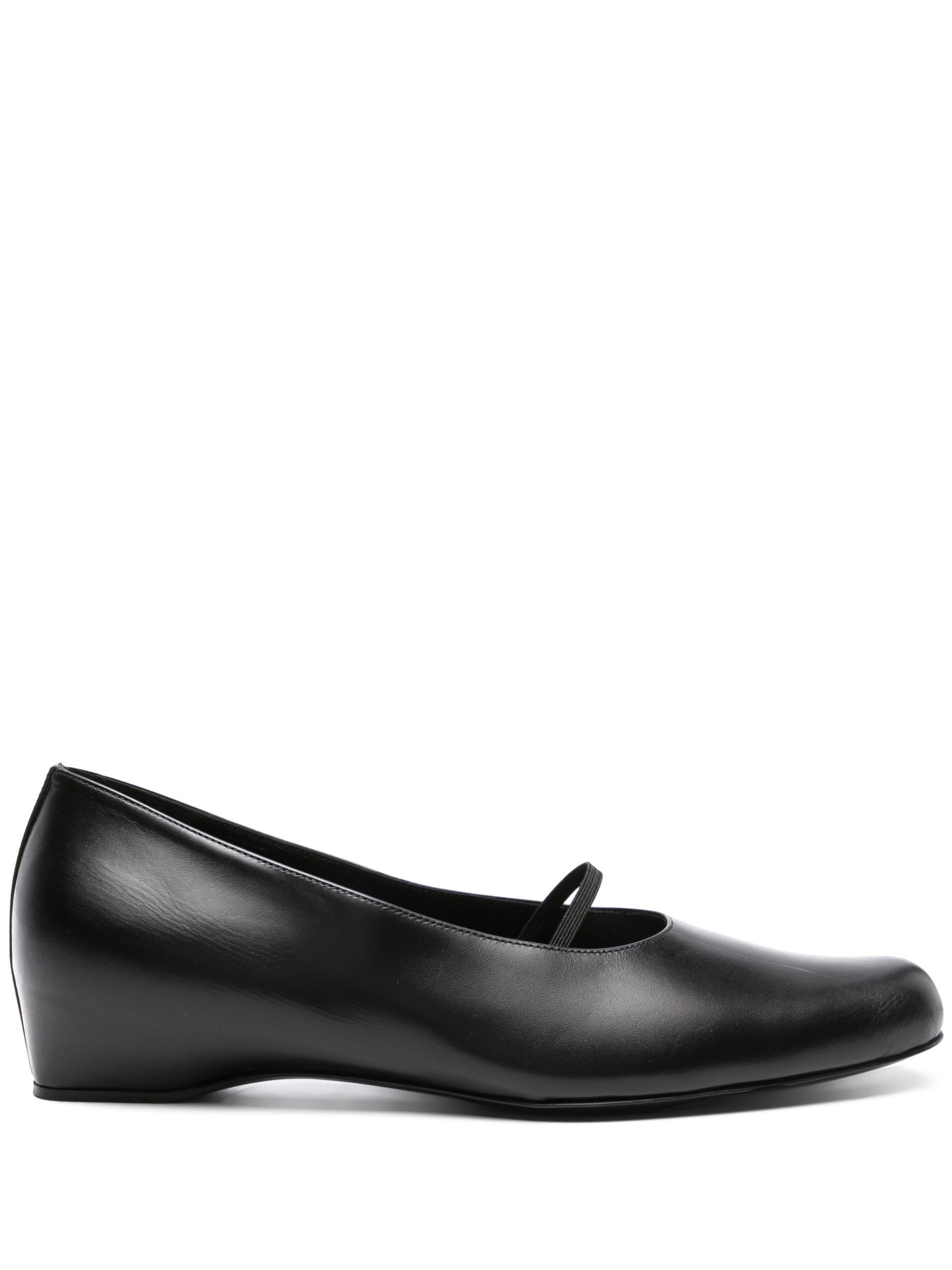 Black Marion Leather Ballerina Shoes - 1