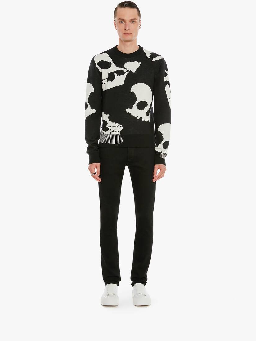 Skull Camouflage Crew Neck Jumper in Black/ivory - 2