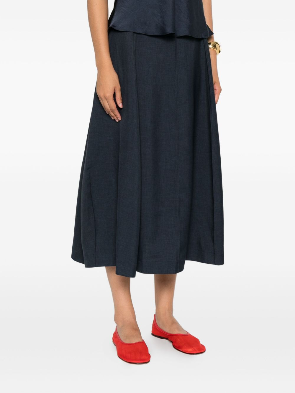 pleat-detail midi skirt - 3