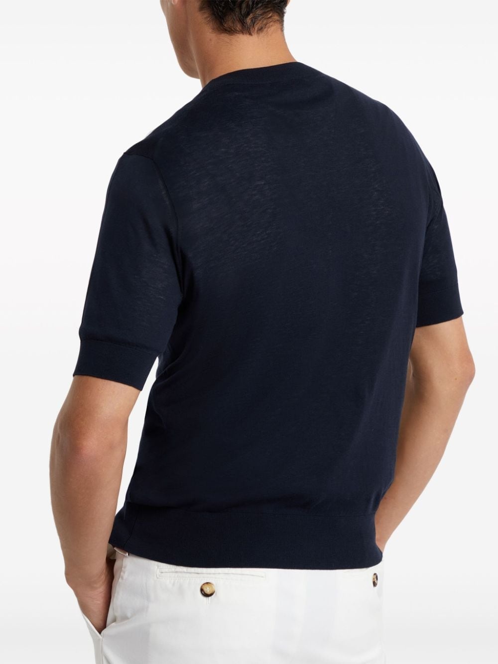 slub-texture fine-knit T-shirt - 3
