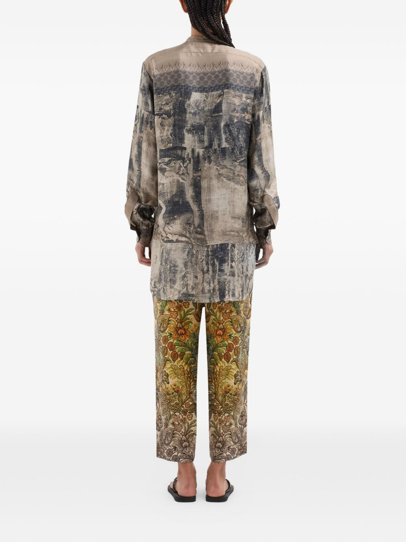 Aloe band collar tapestry print longsleeve shirt 4