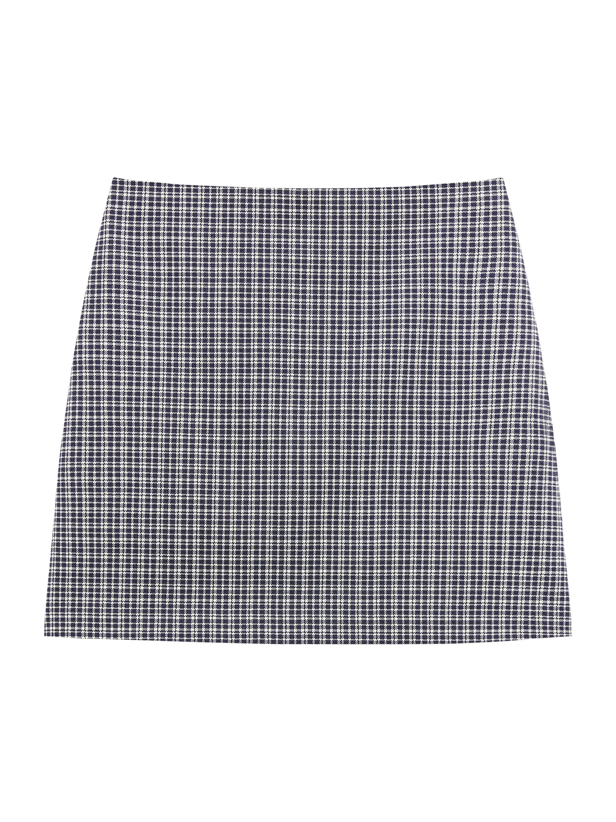 Women's Plaid Knit A-Line Miniskirt - Almond Multi - 1