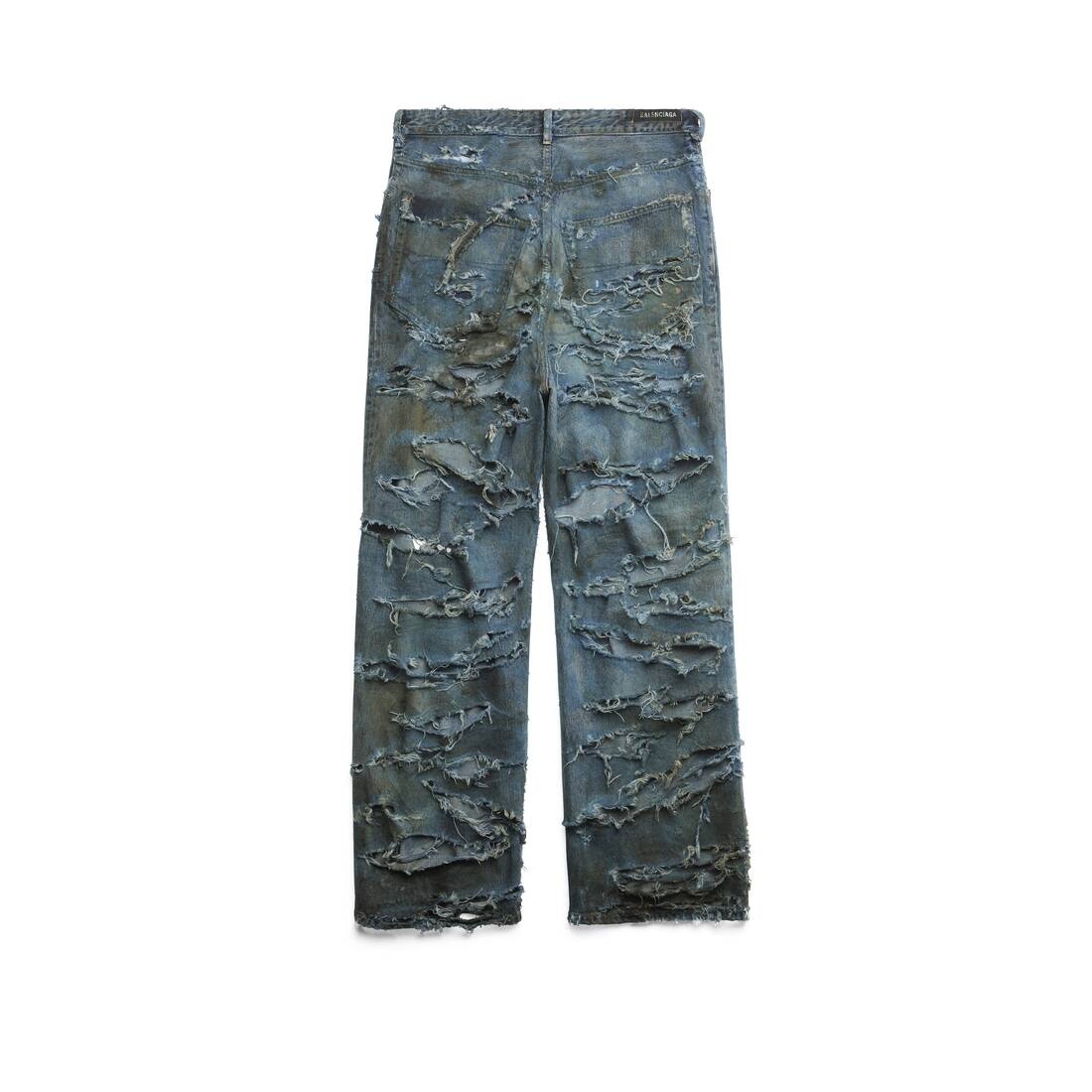 BALENCIAGA Super Destroyed Baggy Pants in Light Blue | REVERSIBLE