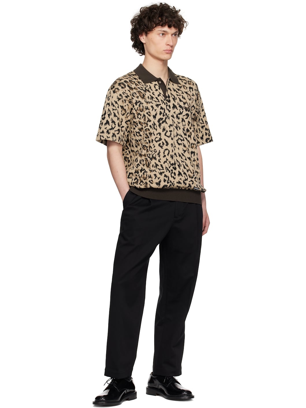 Beige Jacquard Knit Polo - 4