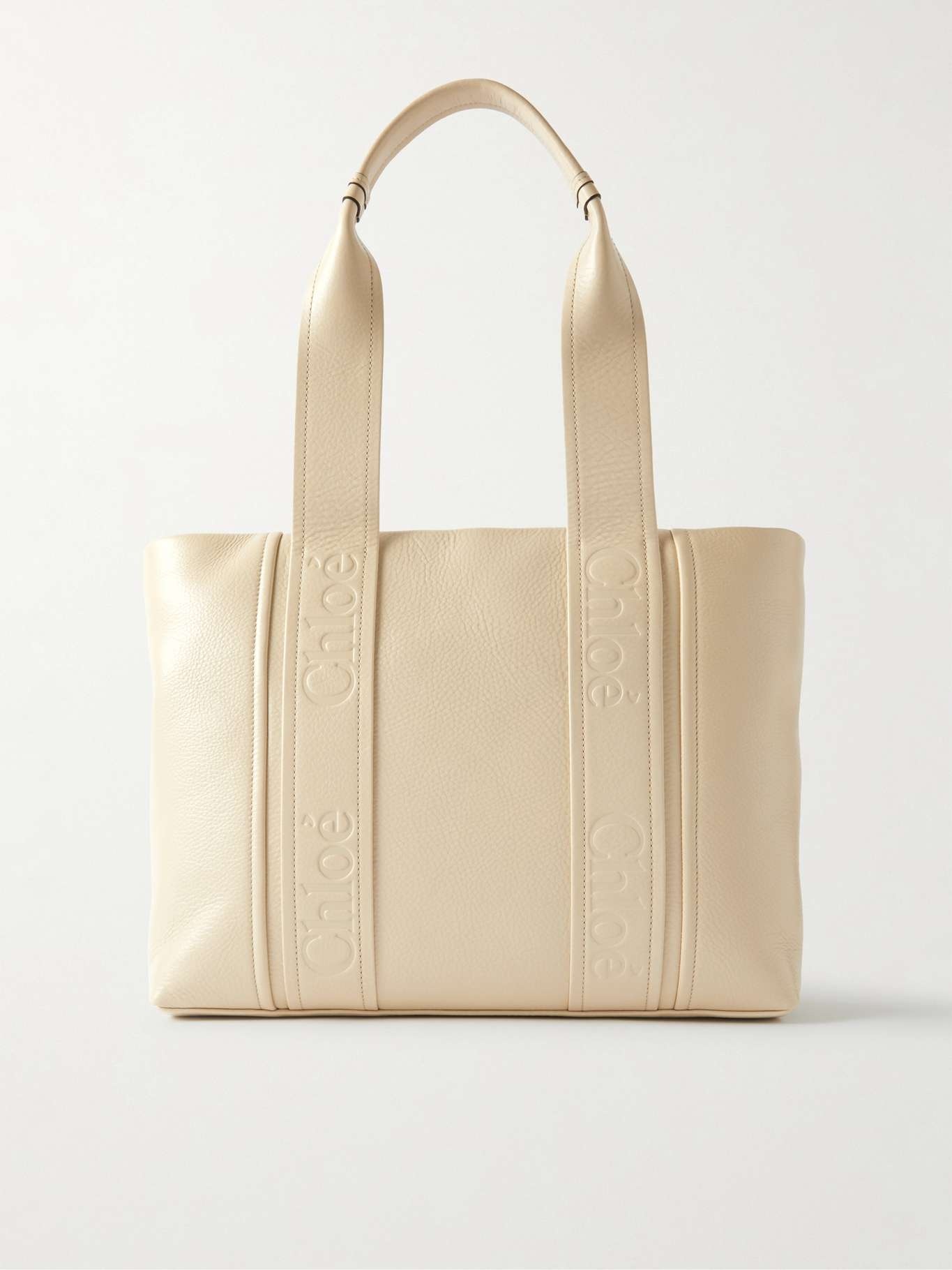 Woody textured-leather tote bag - 1