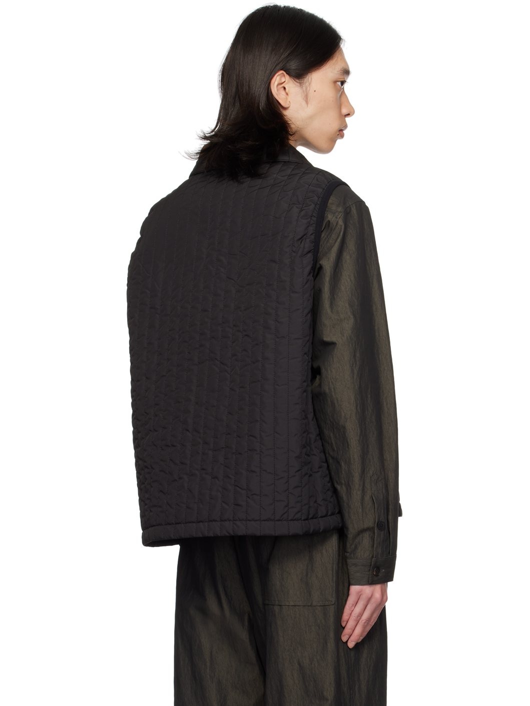 Black Quilted Vest - 3