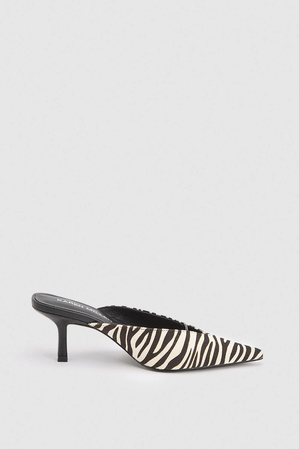 Leather Pony Skin Closed Toe Heeled Mules - 1